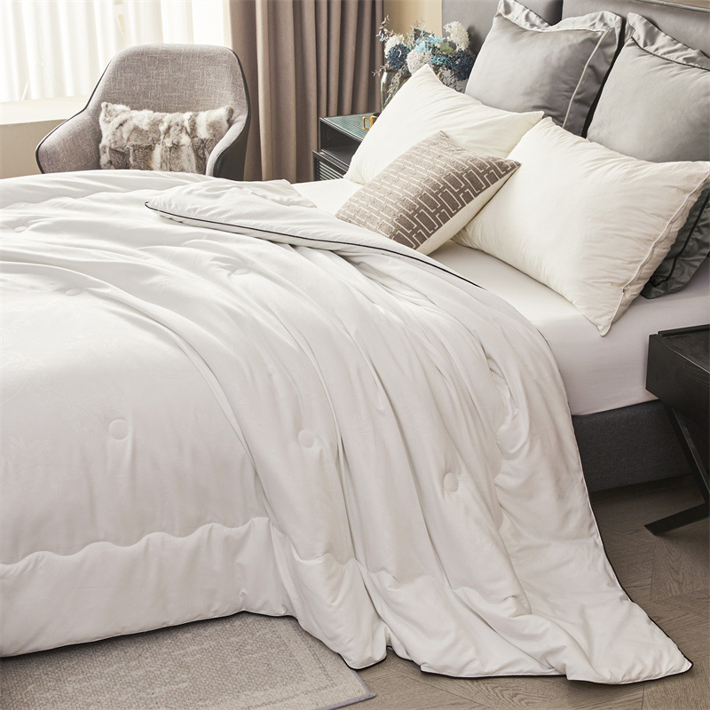 Hilton Hotel Silk Quilt Imitation Mulberry Silk Warm Quilt Core Spring and Autumn Thickened Winter Quilt Group Buying Gift Quilt Wholesale