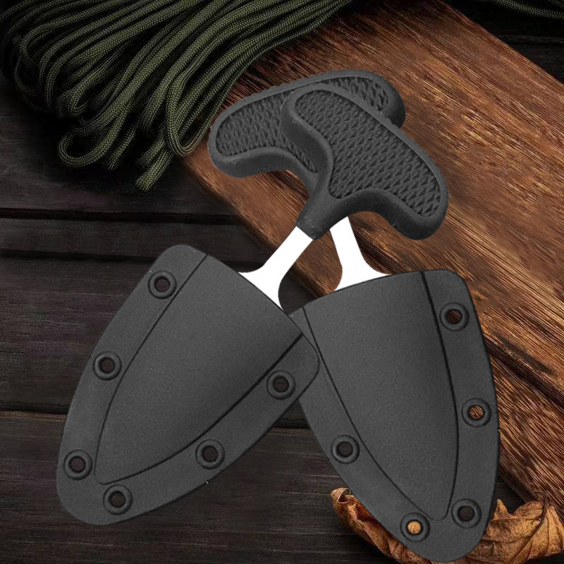 Outdoor Multifunctional Stainless Steel Plastic Handle Serrated Small Straight Knife Portable Camping Mini Express Knife