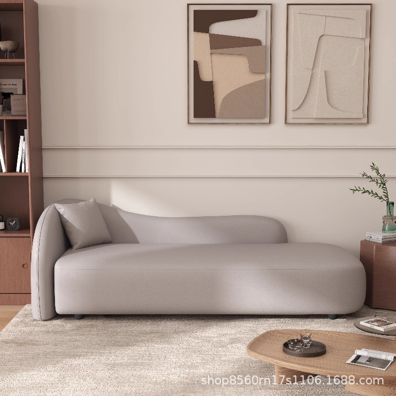 Light Luxury Cream Style Curved Sofa Chair Bedroom Small Apartment Living Room Lazy Chaise Lounge Bed B&B Hotel Leisure Lounge Chair