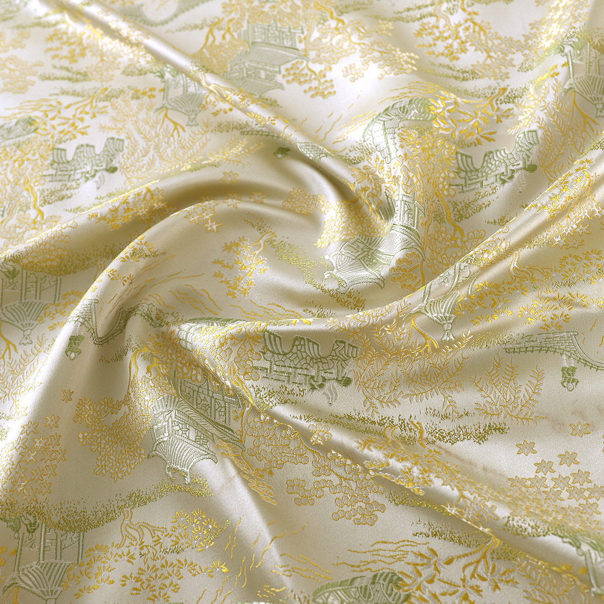 "FS021 Bridge Scenery" National Style Imitation Song Brocade Jacquard Fabric Vest Jacket Children's Wear Brocade Clothing Fabric