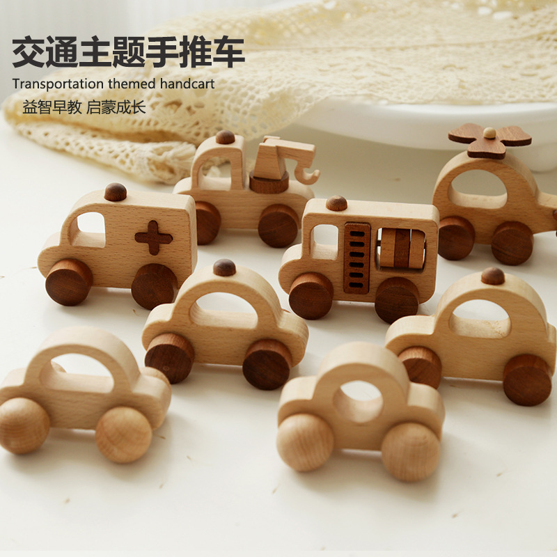 Игрушка для мальчиков из массива дерева, пожарная машина, полицейская машина, для детей 2-5 лет