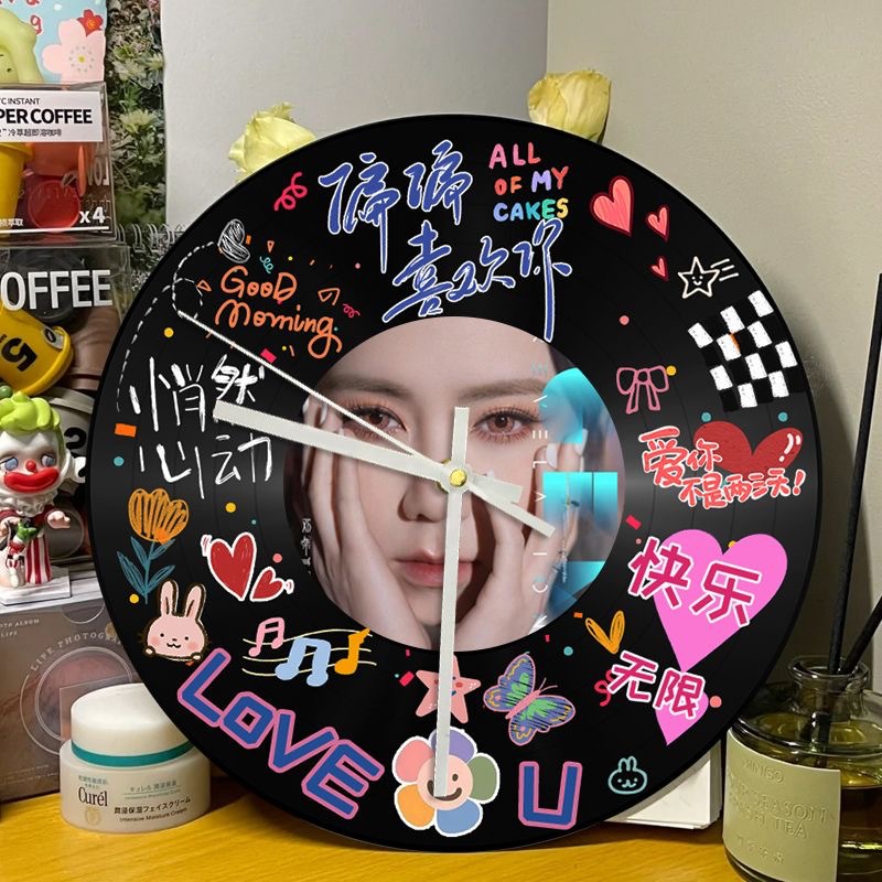 Factory graffiti vinyl diy decorative wall clock birthday gift box packaging creative living room clock ornaments