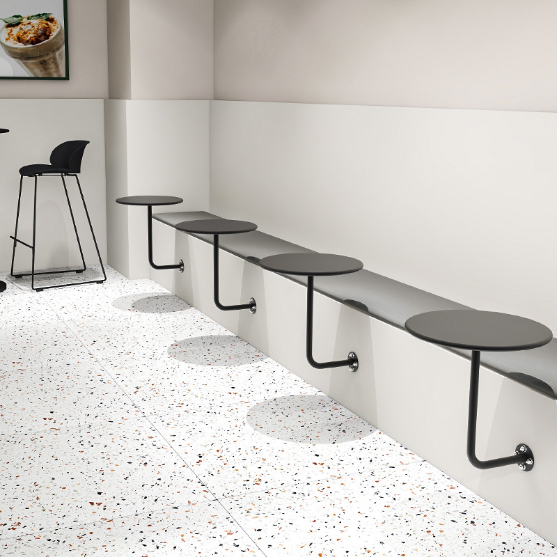 Internet Celebre Simple Wall-mounted Metal Small Round Table Iron Sweet Shop Milk Tea Shop Indoor Card Holder Fixed Wall-mounted Dining Table