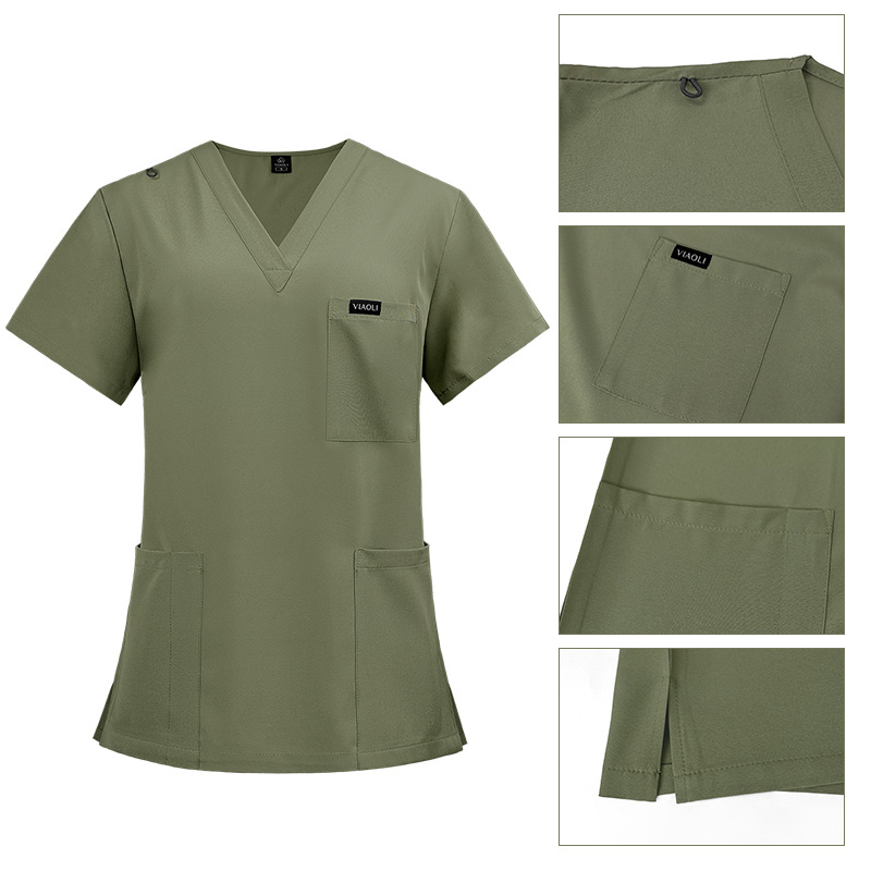 New Hand Washing Clothes for Men and Women, Quick-Drying Short-Sleeved Oral Nurse Doctor Split Hospital Work Clothes Uniform Two-Piece Set