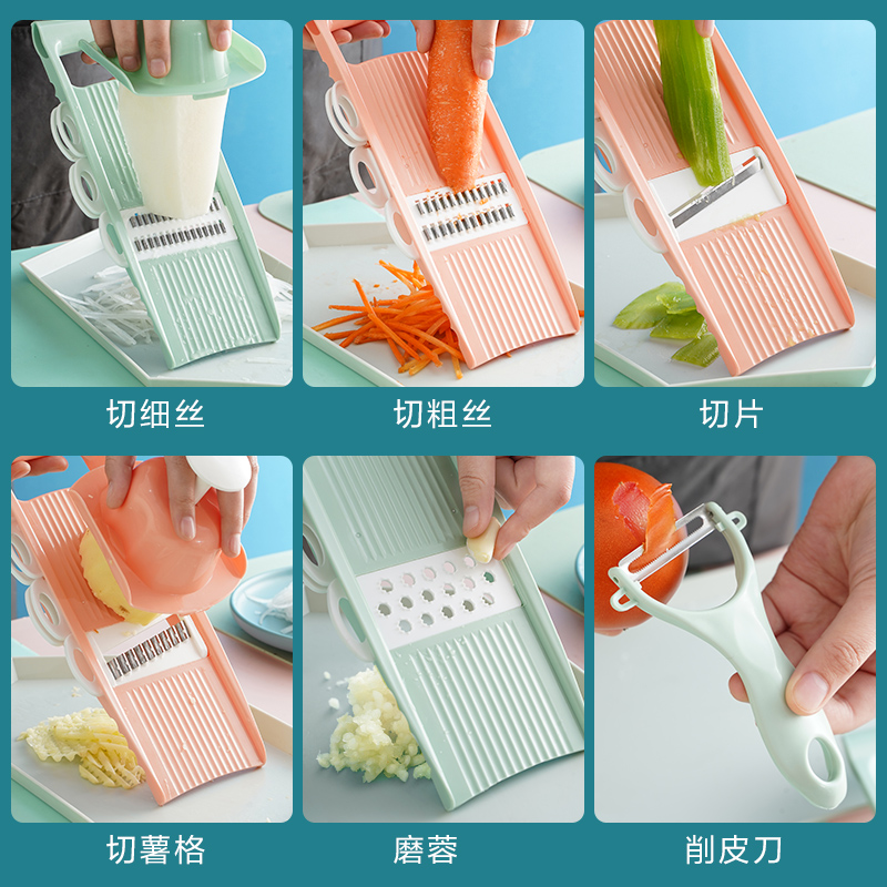 Multifunctional Kitchen Vegetable Cutter Dicing and Shredding Artifact Household Hand Guard Stainless Steel Potato Slicer Wholesale