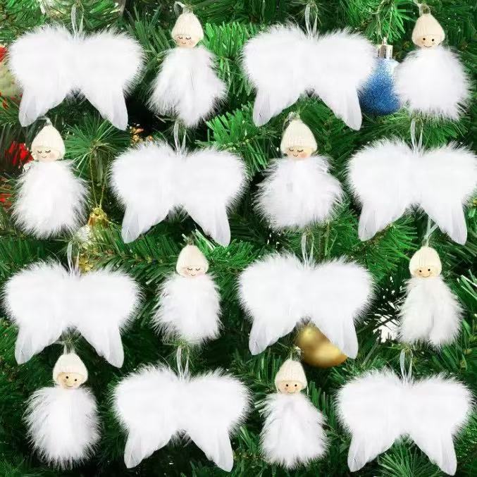 Factory direct Christmas tree feather wings pendant decoration mini Barbie doll clothing accessories