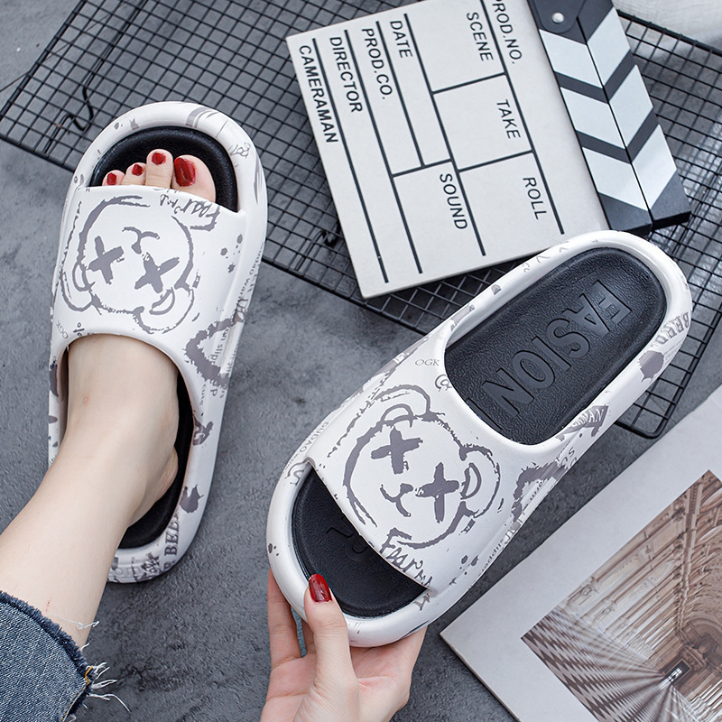 Slippers Men's Summer New Korean-style Printed Indoor and Outdoor Wear Home Non-slip Bathroom Bath Sandals for Couples