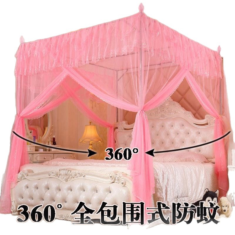 Full Set of Integrated Mosquito Net Frame with Thickened and Encrypted Single-Door and Three-Door Palace-Style Net for 1.68m Beds