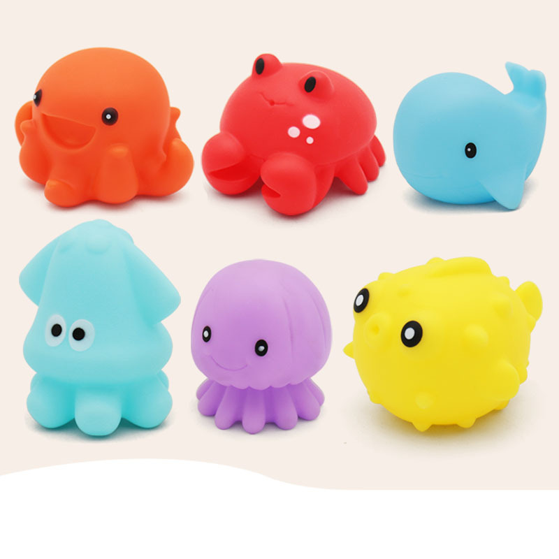 Children's Toys Ball Games Infant Hand Grab Ball Ringing Soft Rubber Water Play Toy Massage Pinch Ringing Can Be Bite