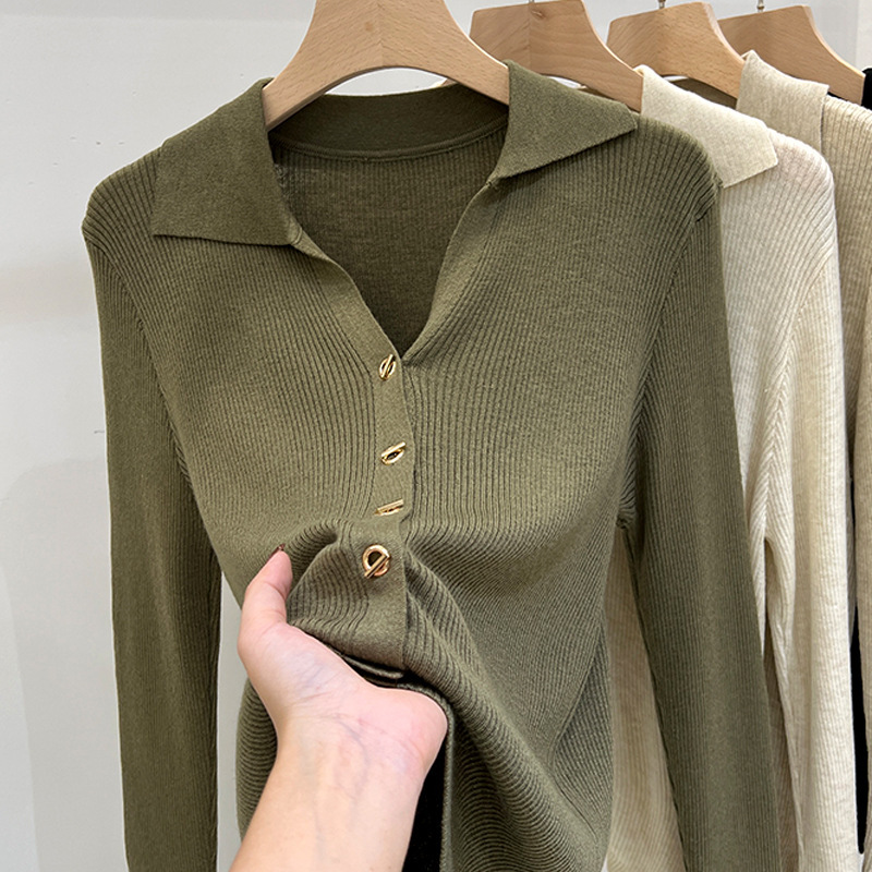 Lasel long sleeve knitted bottoming shirt 2024 spring and autumn new foreign style top wholesale Korean long sleeve women's sweater tide