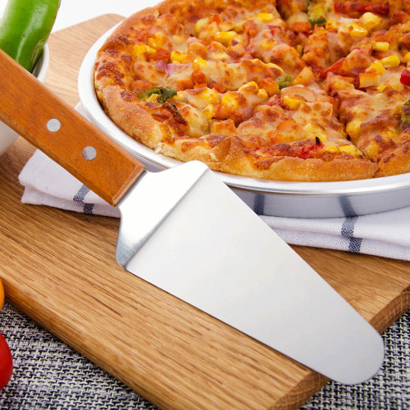 New Baking Special Wooden Handle Stainless Steel Cheese Spatula Cross-Border Multi-Functional Triangular Folding Cake Spatula Pizza Spatula