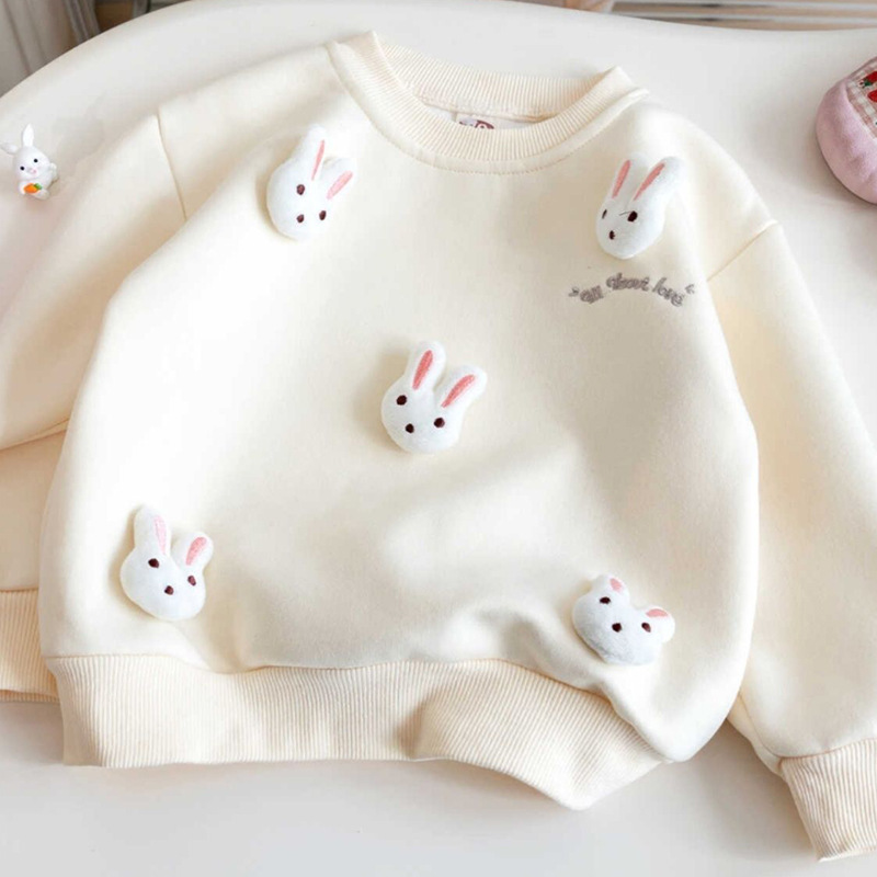 2024 autumn new female baby sweater Korean cartoon little girl top three-dimensional decorative rabbit children's clothing wholesale