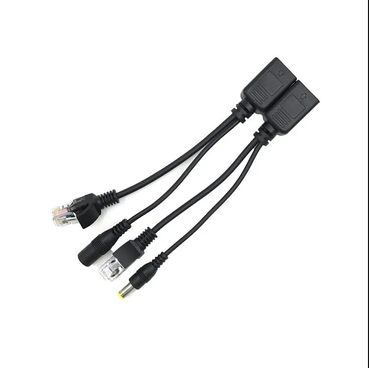 Black dc12v straight-through poe splitter poe splitter non-standard poe adapter poe network power supply mode