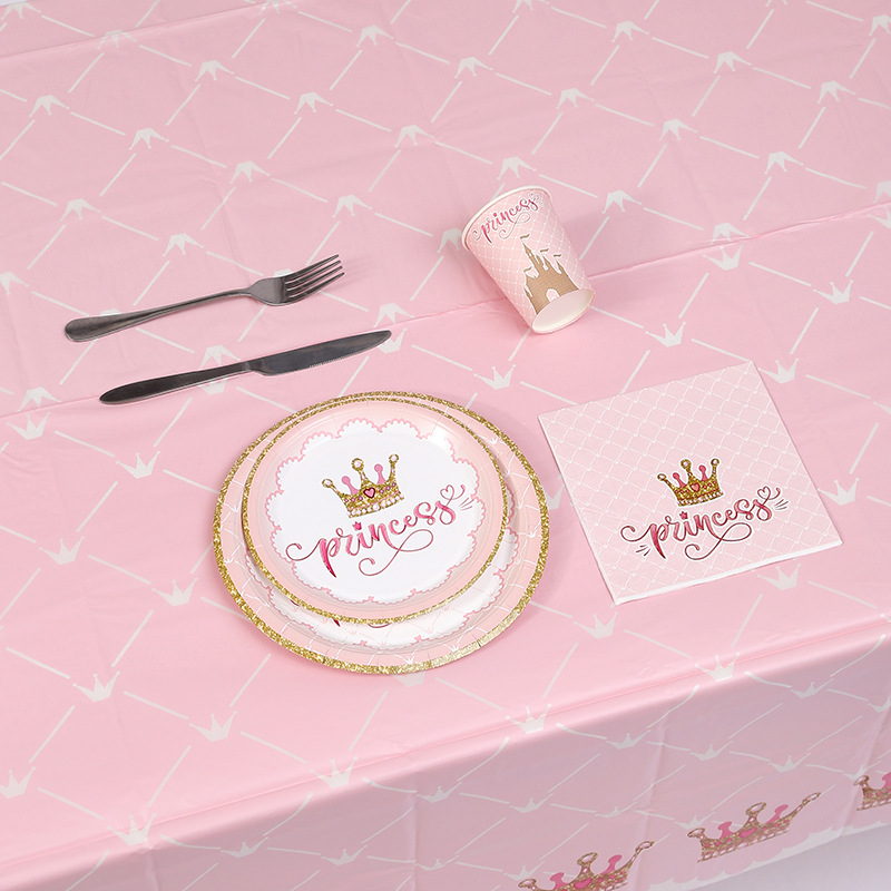 Amazon Cross-Border Birthday Party Paper Plates, Paper Cups, Colorful Printed Napkins, Dessert Food-Grade Disposable Tableware