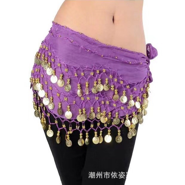 Belly dance adult waist chain Indian dance waist chain square dance waist decoration wave chiffon waist chain factory direct sales