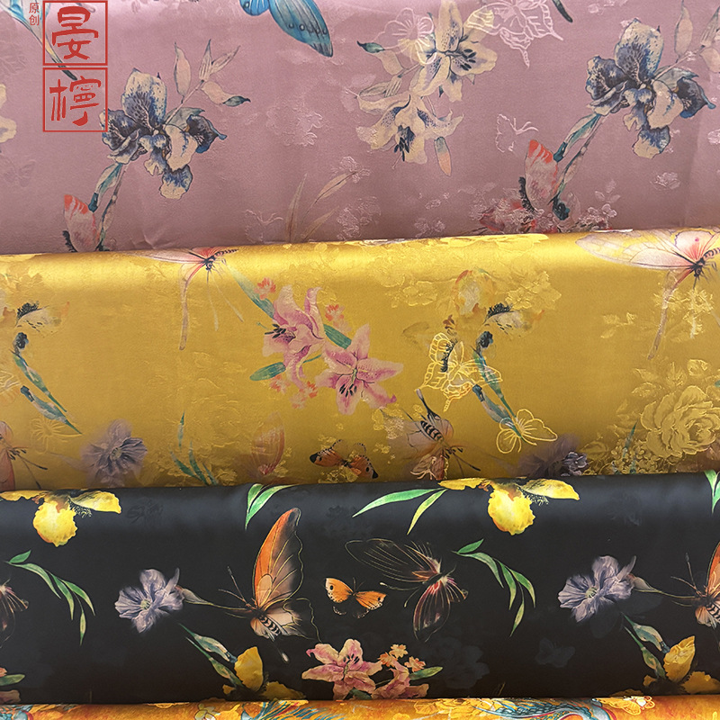 Ткань с узором лилии, новый чонгсам, оптовая продажа