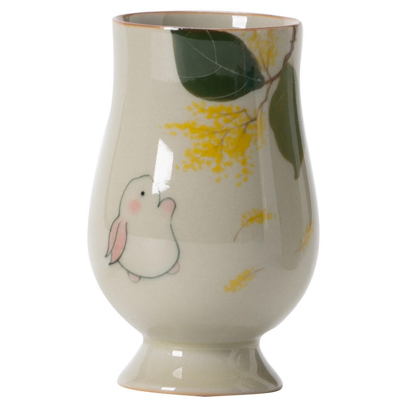 Plant Gray Rabbit Scent Cup Ceramic Tea Cup Master Cup Single Cup Kung Fu Tea Set Large Capacity Household Tea Cup