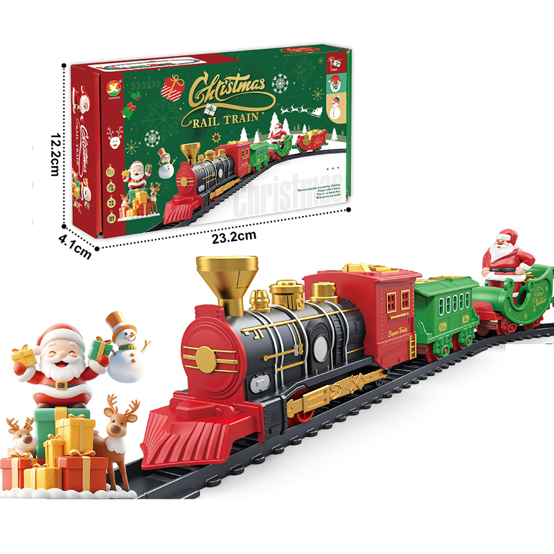 Cross-Border Electric Classical Smoking Track Train Retro Steam Model Spray Simulation Children's Christmas Toy Set