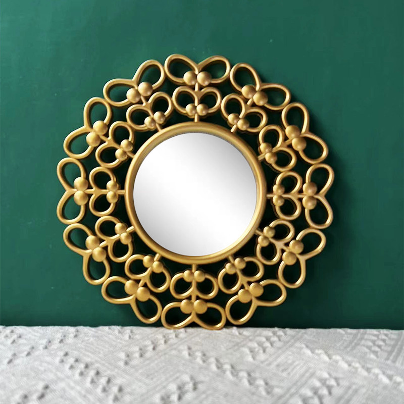 Factory Direct Supply Flower Shape European and American Style Light Luxury Background Wall Decorative Mirror Restaurant Hanging Mirror Wall Mirror Living Room Mirror