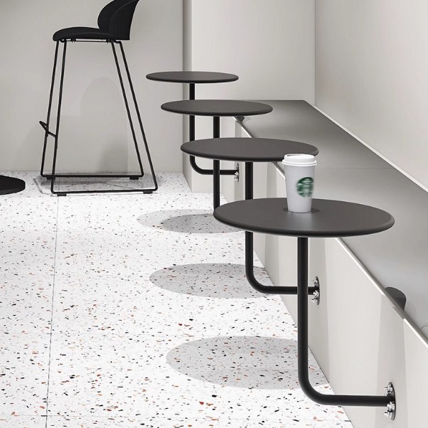 Простой настольный металлический маленький круглый стол, настенный обеденный стол для кафе, молочного чая, фиксированный настенный стол