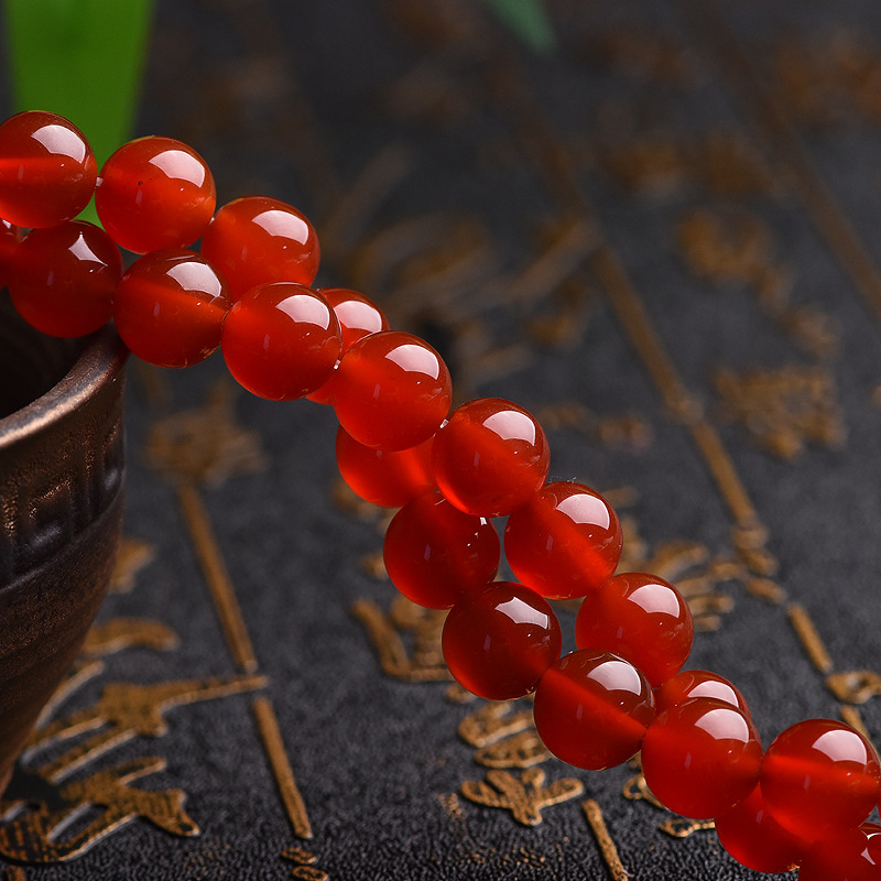 Huige Fang Crystal Natural Red Agate Loose Beads Beaded Agate Round Beads Semi-Finished Products Wholesale Agate Stone
