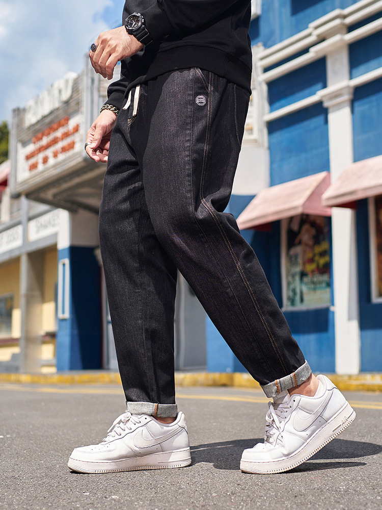 Z0302 | Модный бренд брюки плюс размера 2023 осень новые классические повседневные вышитые джинсы для мужчин