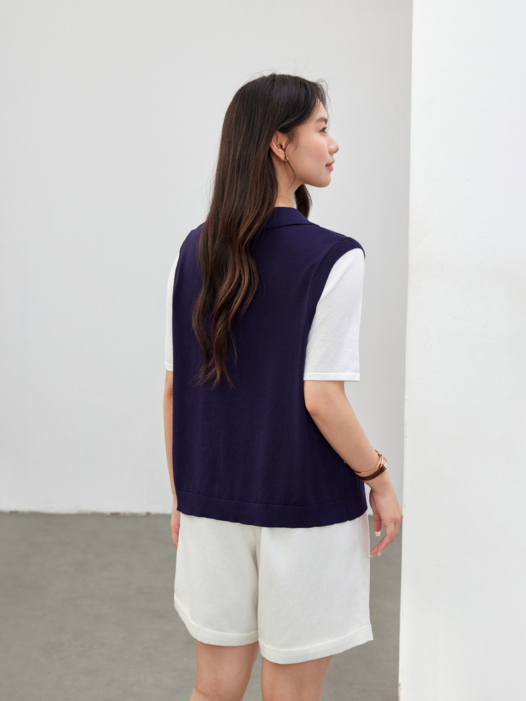 Vintage Contrast Color Versatile Slimming Knit Sweater Plus Size Women's Clothing for Curvy Women 2025 Summer New Style