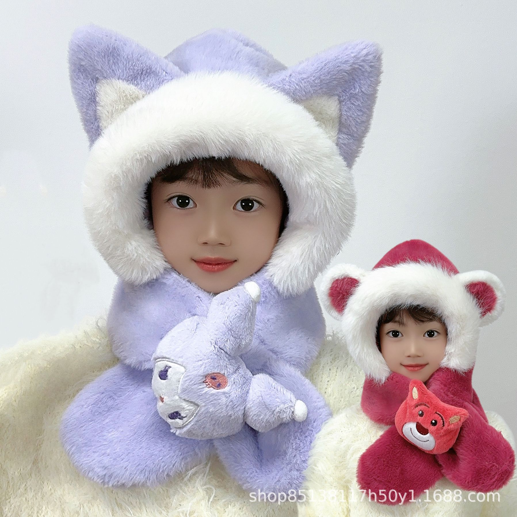 Корейская милая супер милая детская фруктовая шапка шарф зимний комплект для защиты ушей для мальчиков и девочек