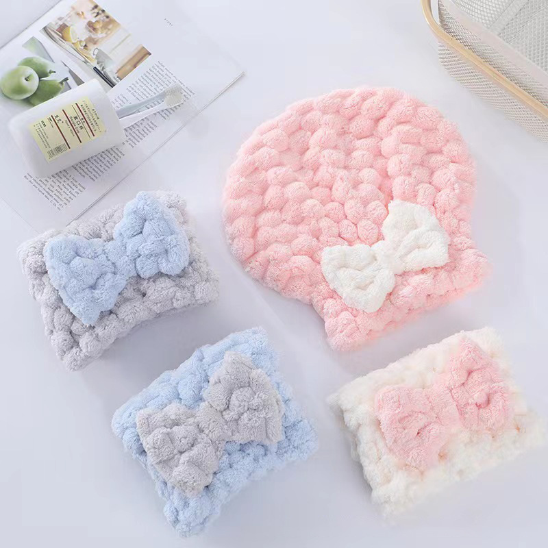 Cloud velvet bow princess hair-drying cap thickened quick-drying absorbent bath shower cap cute female hair-free cartoon