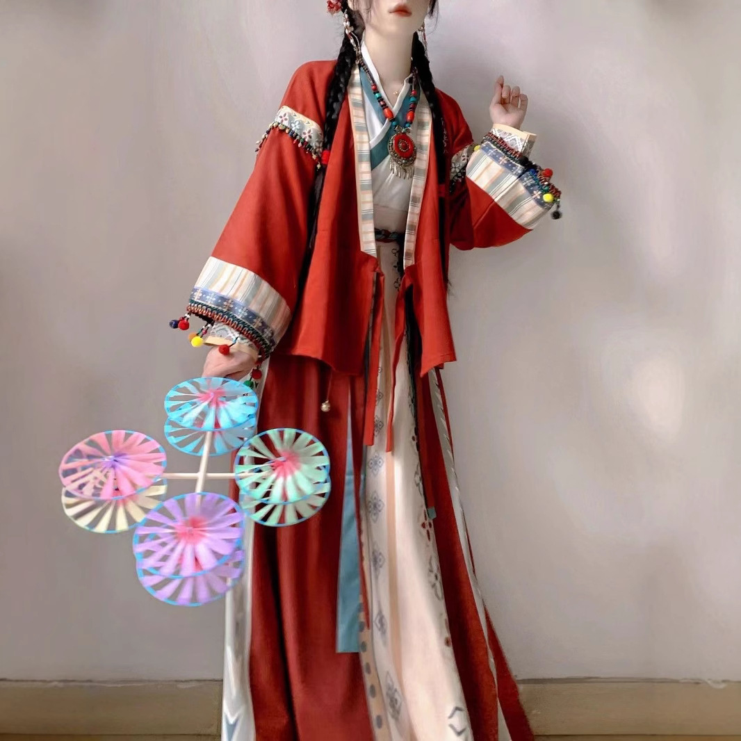Tang Dynasty Wei Jin Feng Han Clothing Female [Red Not Laji] Han Element Tang Quilt One-Piece Waist Broken Skirt Daily Wear