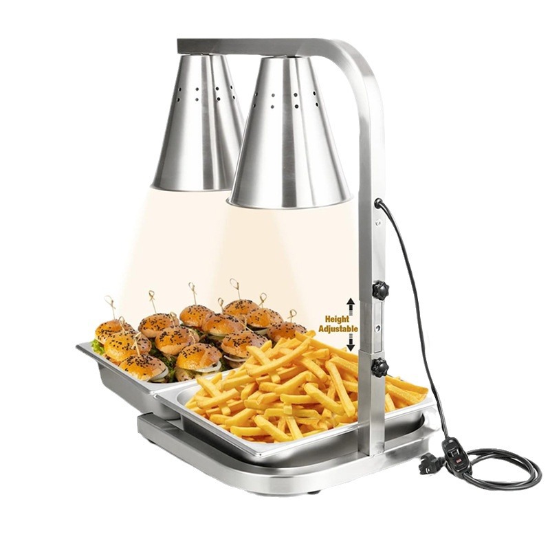 Hotel food insulation lamp stainless steel insulation lamp removable adjustable height buffet thermal heating lamp