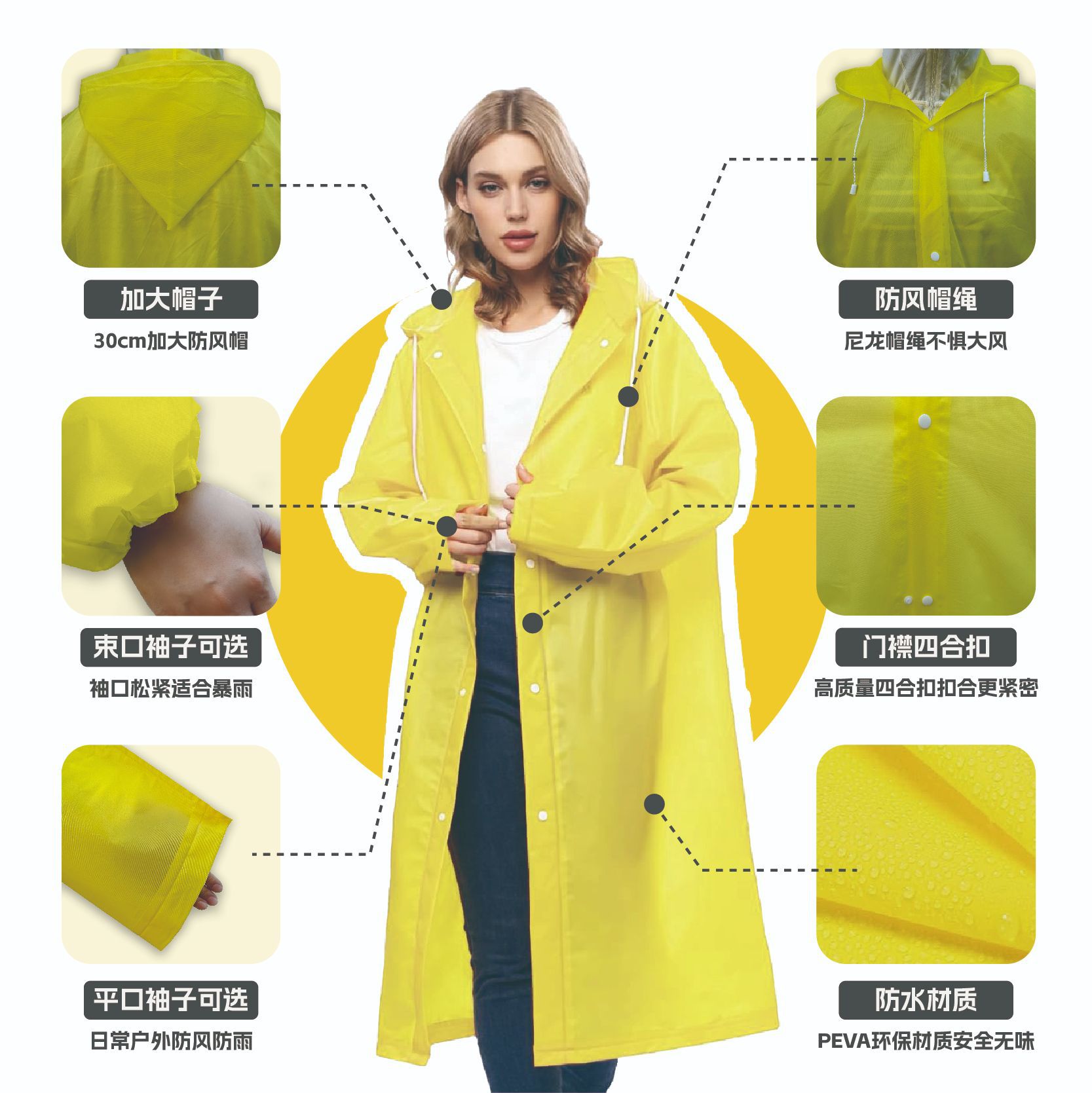 EVA one-piece non-disposable raincoat adult men's and women's same outdoor travel portable thickened poncho factory wholesale