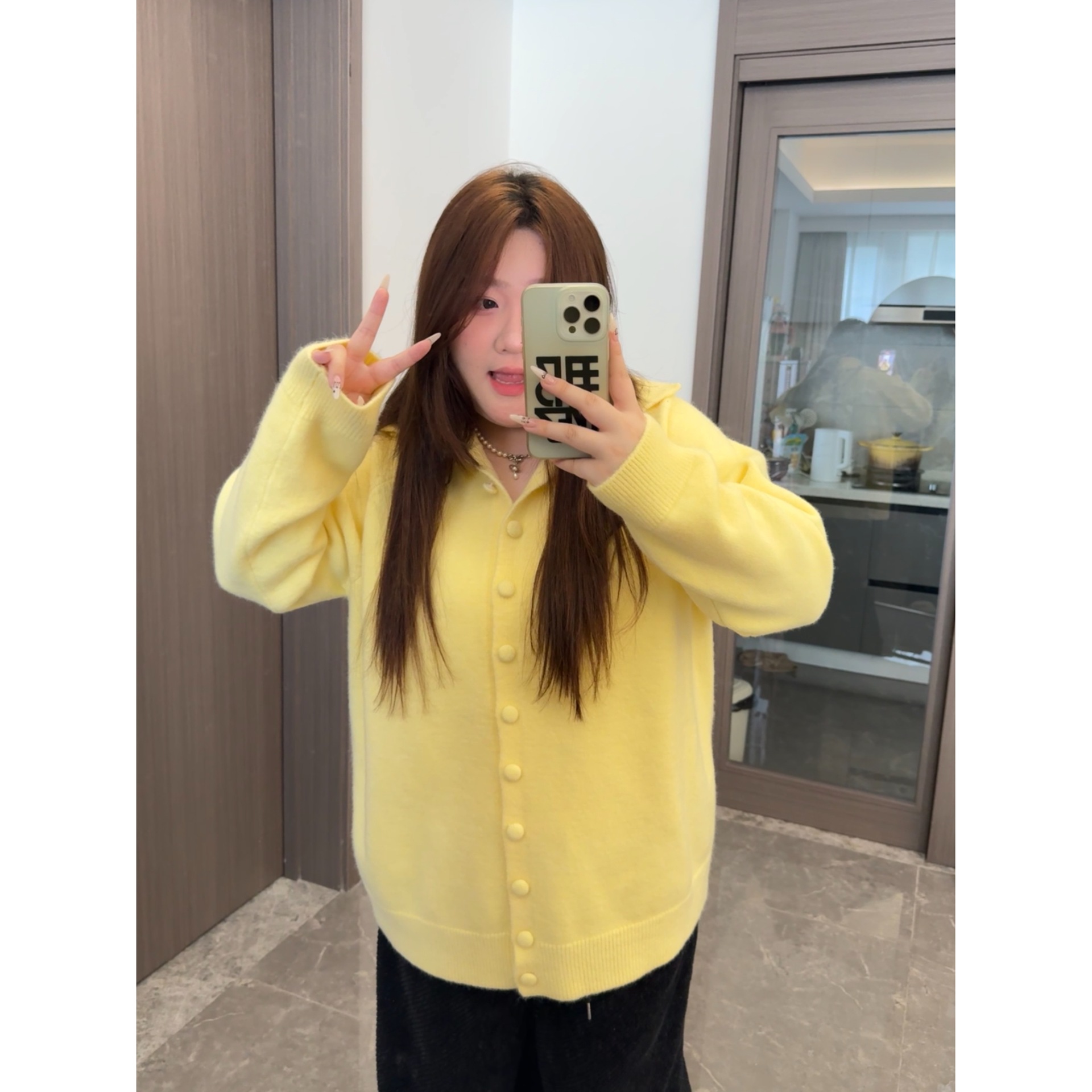 Winter New Lazy Style Loose Chubby Cardigan Women's Styky plus size All-match Sweater Yellow Green pink