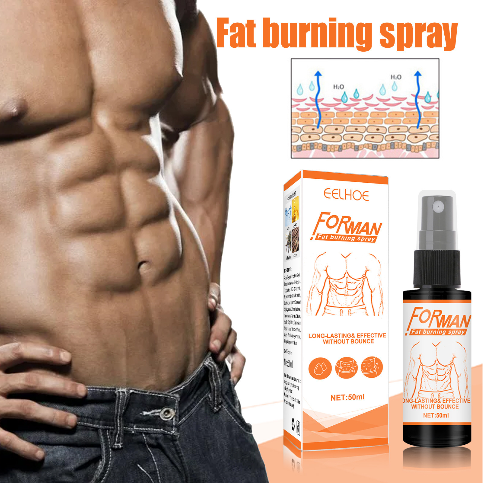 EELHOE Men Abs Spray Vest Line Fitness Shaping Cream Exercise Chest Increase Muscle Body Care