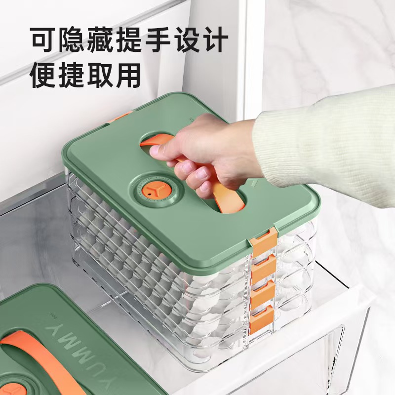 Frozen Dumpling Box Kitchen Household Dumpling Box Refrigerator Food Grade Fresh-keeping Box Thickened Storage Box Plastic Wonton Box