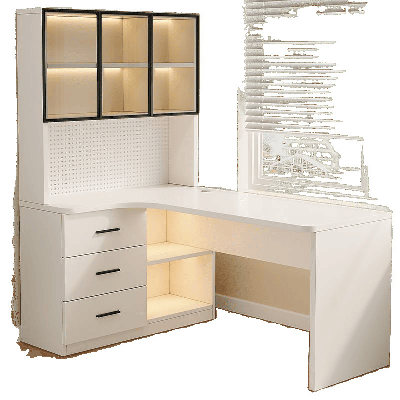 Study Set Modern Simple Desk Home Bedroom Study Storage Floor-Standing Bookshelf Desk Combination Cabinet