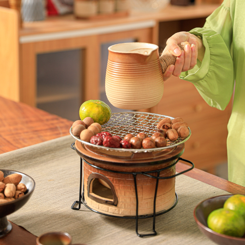 Cone stove tea pot tea outdoor barbecue oven tea maker edge stove charcoal stove roasting milk tea pot baking stove suit