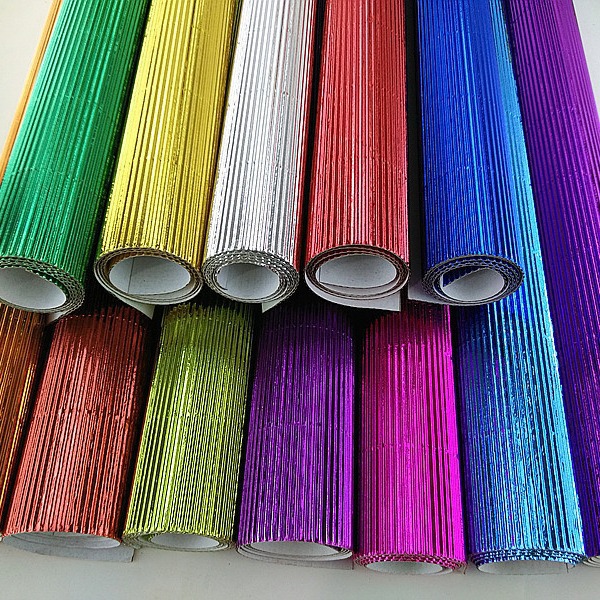 Double metal corrugated paper about 50x 70cm total 10 color corrugated paper diy creative hand-cut wholesale