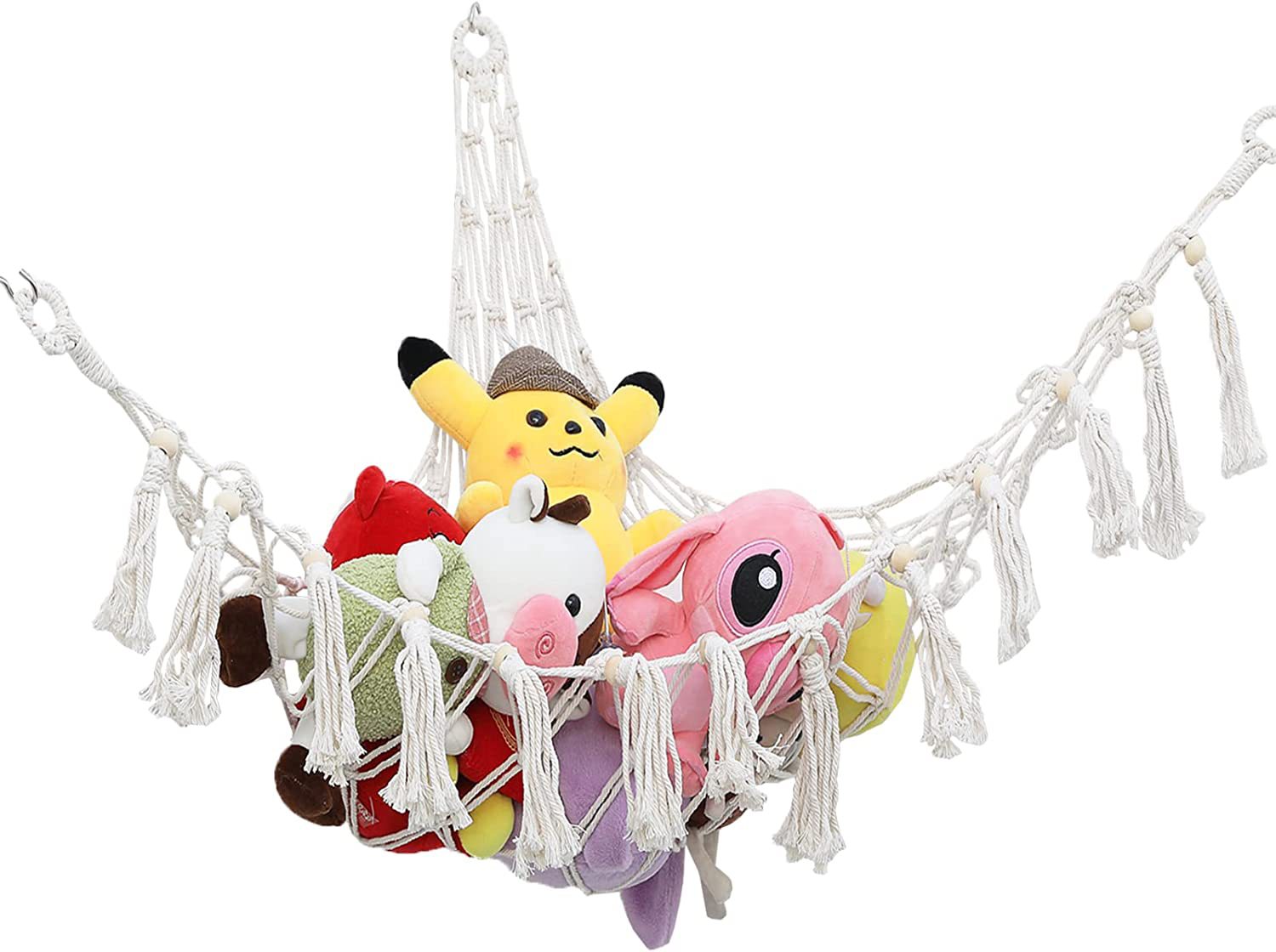 Toy net hammock stuffed animal storage plush toy net rack with tassel display Corner Nursery Indoor