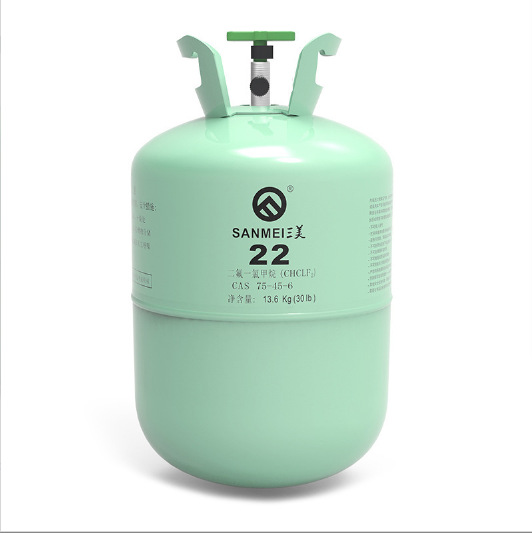 Sanmei R22 Refrigerant Net Weight 10kg, 13.6kg Refrigerant for Automotive Air Conditioning, Hvac, and Cold Storage