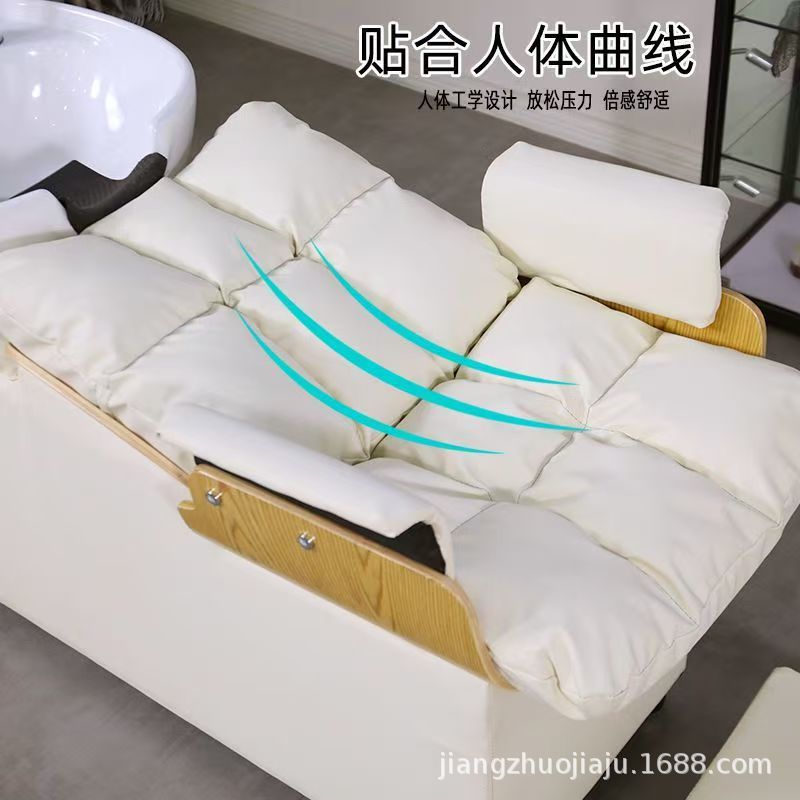High-End Shampoo Bed Manufacturer Wholesale Hair Salon Special Ceramic Basin Semi-Lying Flushing Bed with Free Shipping Water Heater Massage Bed