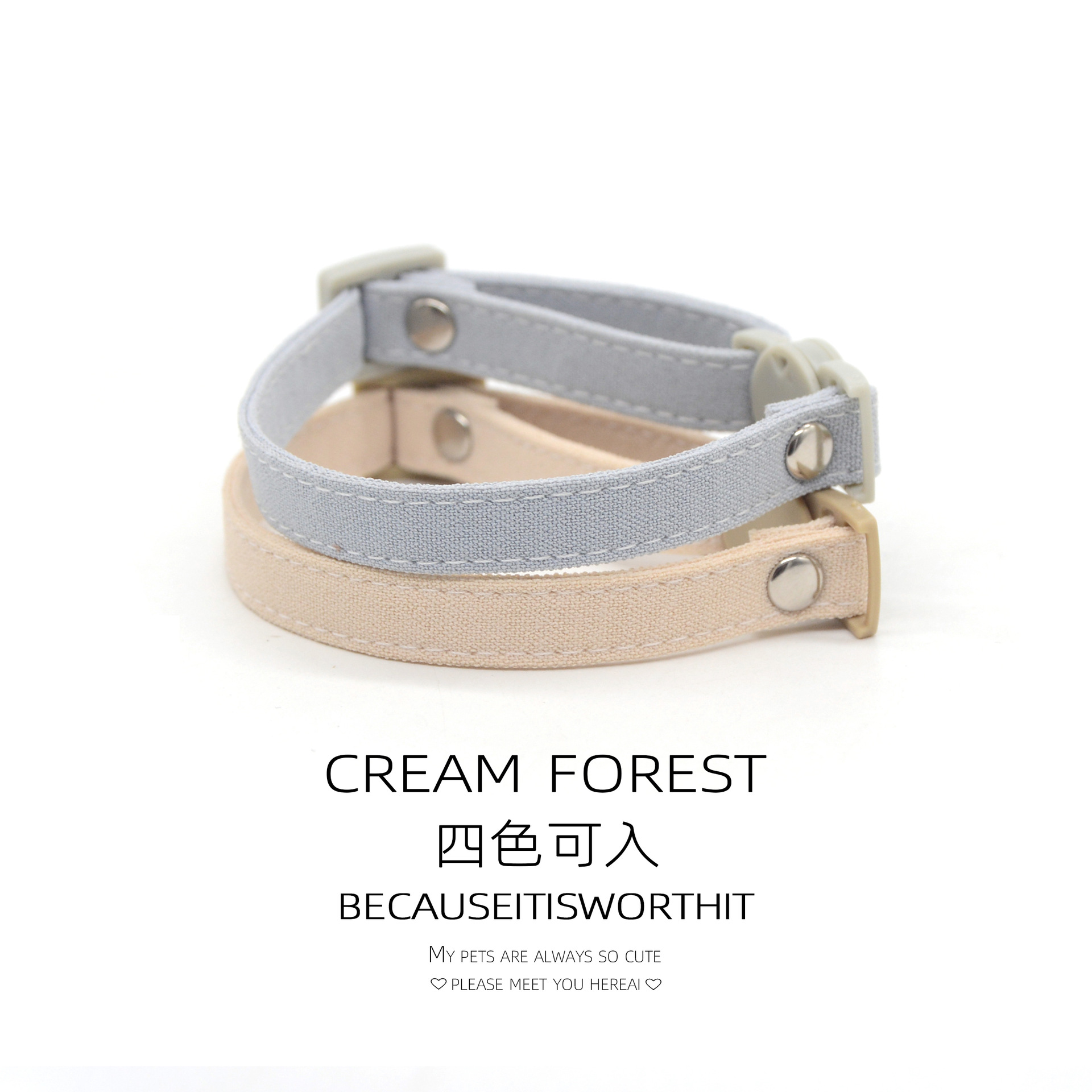 Lightweight and Lightweight Cat Collar in stock Cotton and Linen Lightweight Safety Buckle Small Dog Decorative Collar Necklace Dog Solid Color