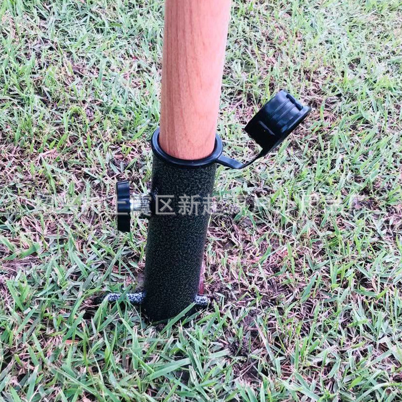Multi-use fishing umbrella ground fork sun umbrella ground insert beach umbrella base canopy ground insert two feet nail black stainless steel umbrella insert