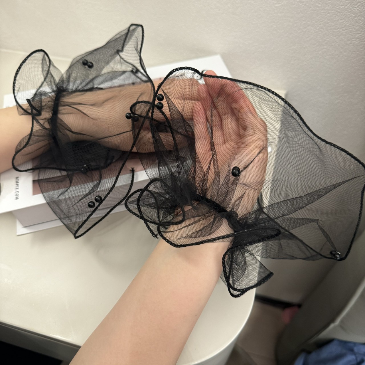 Cross-Border Bridal Mesh Pearl Sleeves Beaded Simple Fashion Sleeves Wedding Dress Matching Thin Gauze Sleeves Wholesale