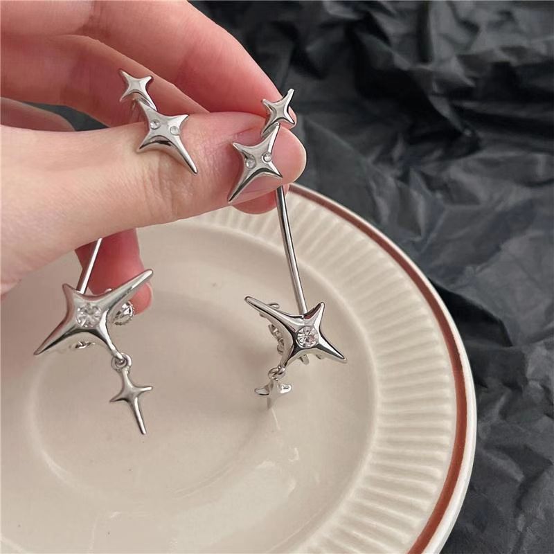 New niche design star-shaped ear bone clip non-pierced earrings zircon ear hanging sweet cool style personalized earrings for women fashion