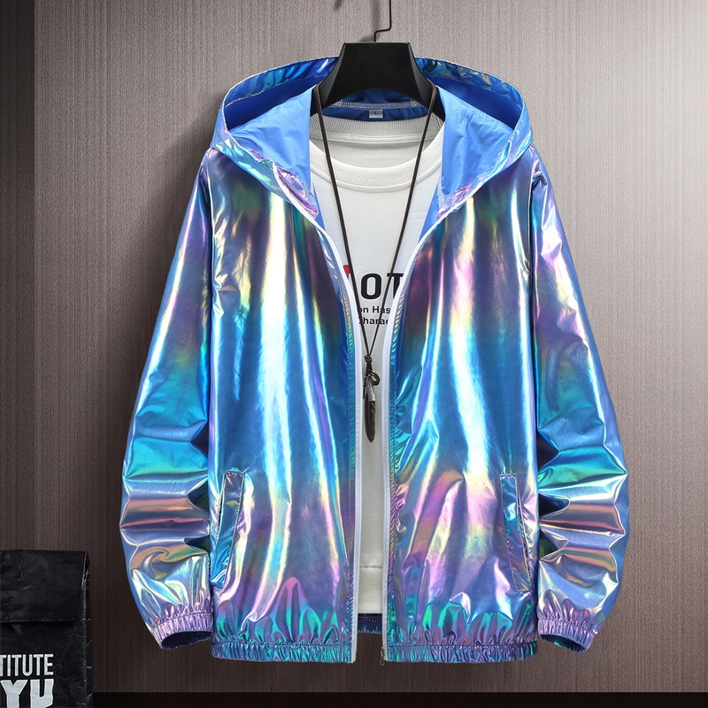 European and American summer colorful reflective sun protection clothing Men's Ice Silk ultra-thin couple's colorful thin jacket trendy gradient coat