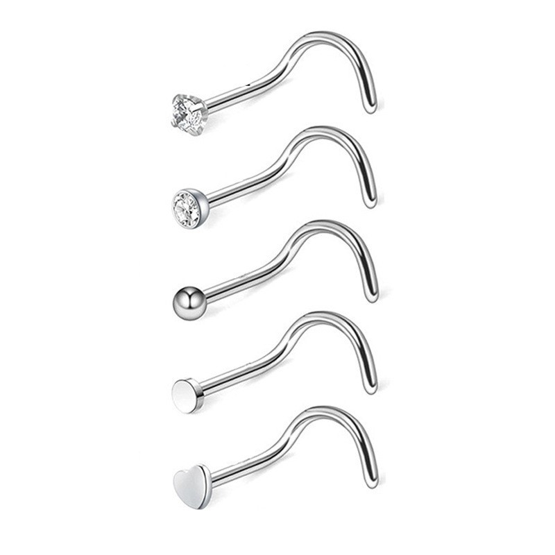 Cross-Border Combination Nose Nail Set Nose Ring Nail Body Piercing Accessories Stainless Steel Nose Nail Jewelry Zircon Amazon