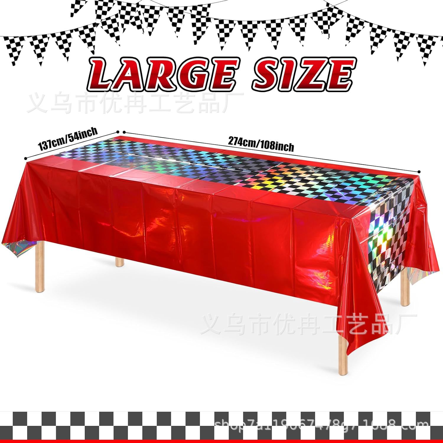Aluminum mold fluorescent track racing track black and white checkered tablecloth disposable pe plastic dining cloth tablecloth table