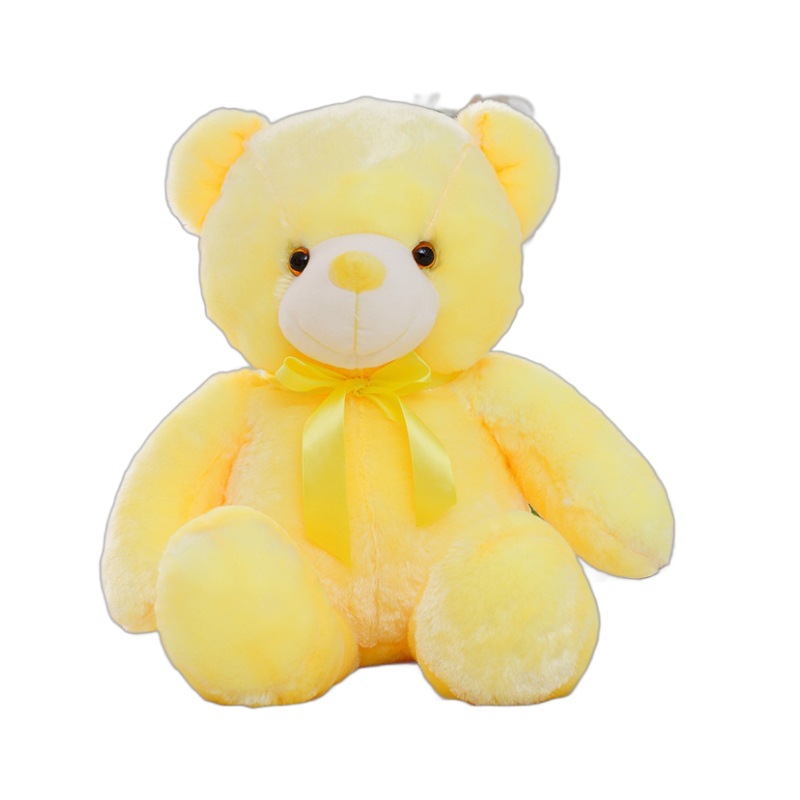 Candy-colored luminous bear big hug bear plush toy teddy bear children's rag doll birthday Christmas gift generation hair