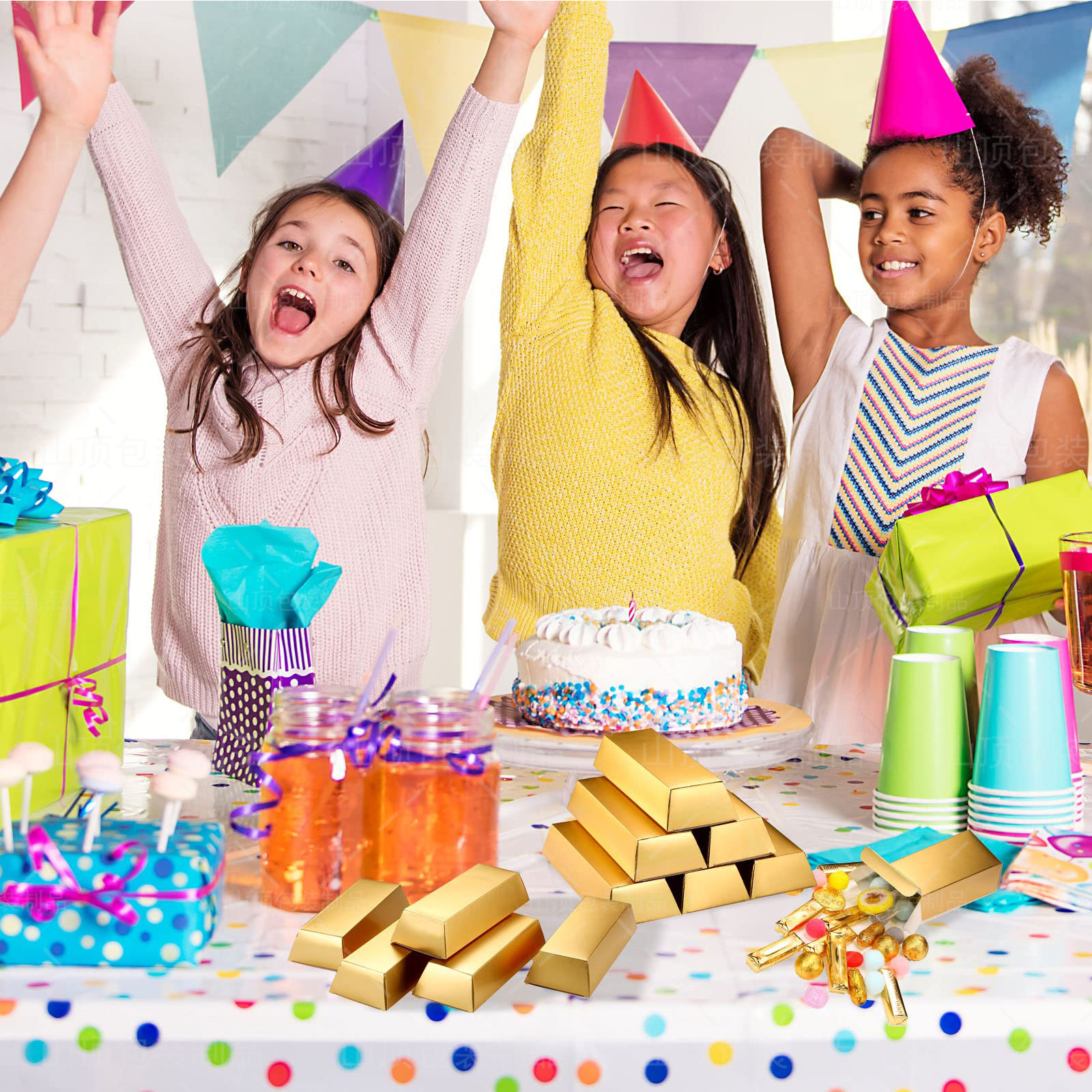 Cross-border New Product Simulation BRICS Candy Box Folding Fake Gold Bar Gift Box BRICS Candy Box